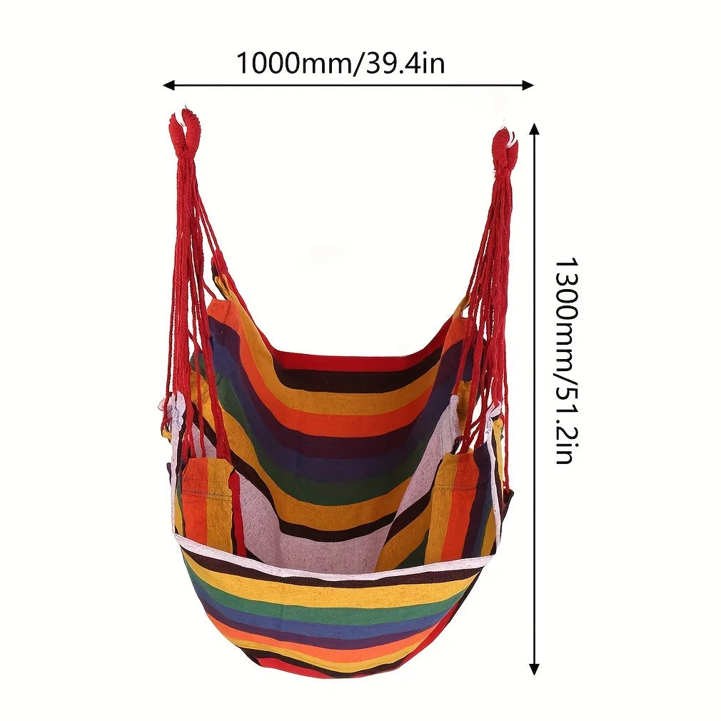 1pc Outdoor Hammock Chair, Canvas Leisure Swing Hanging Chair, Without Pillow And Cushion, Indoor Outdoor Hammock
