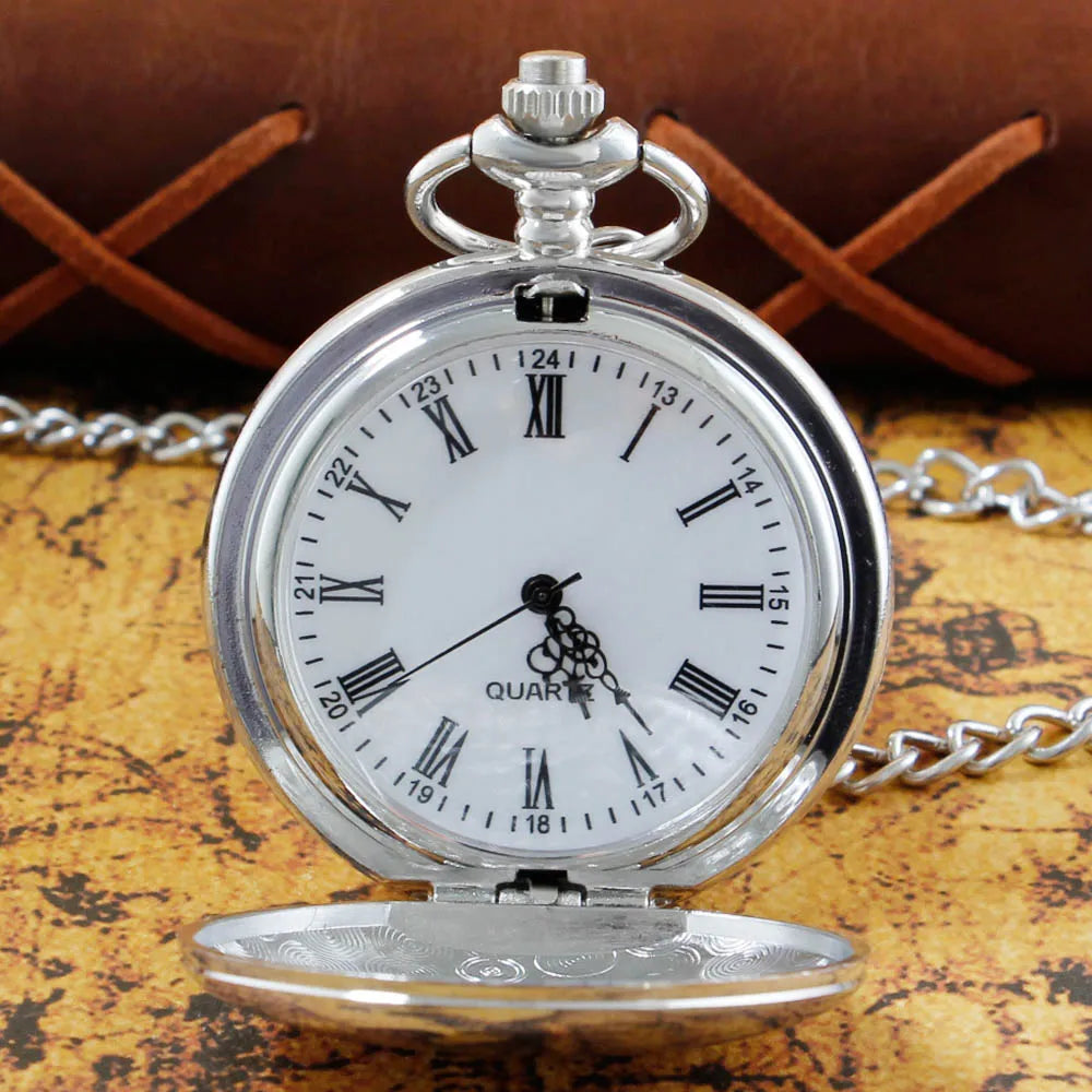 Father's Day Pocket Watch Gift Personalized Silver Quartz Dad Pocket Watch Male Best Gift