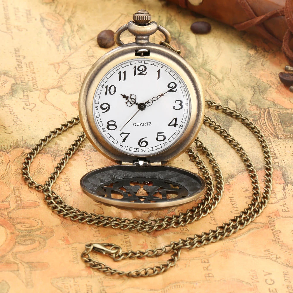 Antique Bronze Hollow DAD Design Quartz Pocket Watch Necklace Dad Pendant Chain Watch Birthday Father's Day Gifts for Father Men