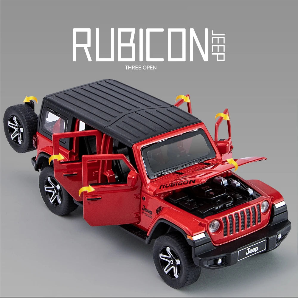 1:32 Jeeps Wrangler Rubicon Vehicle Model Car Toy High Simulation Sound and Light off-road Alloy Collection Toy Car For Children