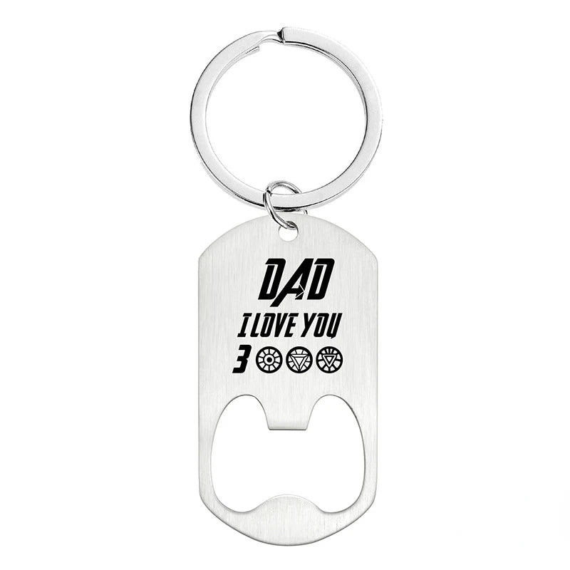 Keychain Bottle Opener Family Father's Day Gift Relatives Couple Friends Gift Lettering Metal Keychain