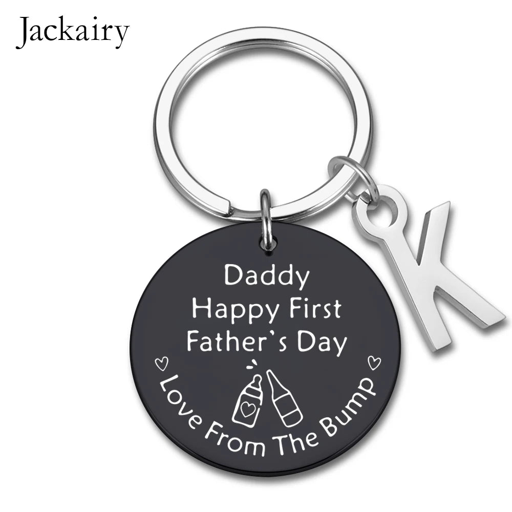 Happy First Father's Day Gifts Keychain for Dad Papa Stainless Steel Charms Family Jewelry Best Father Gift for Men Keyring