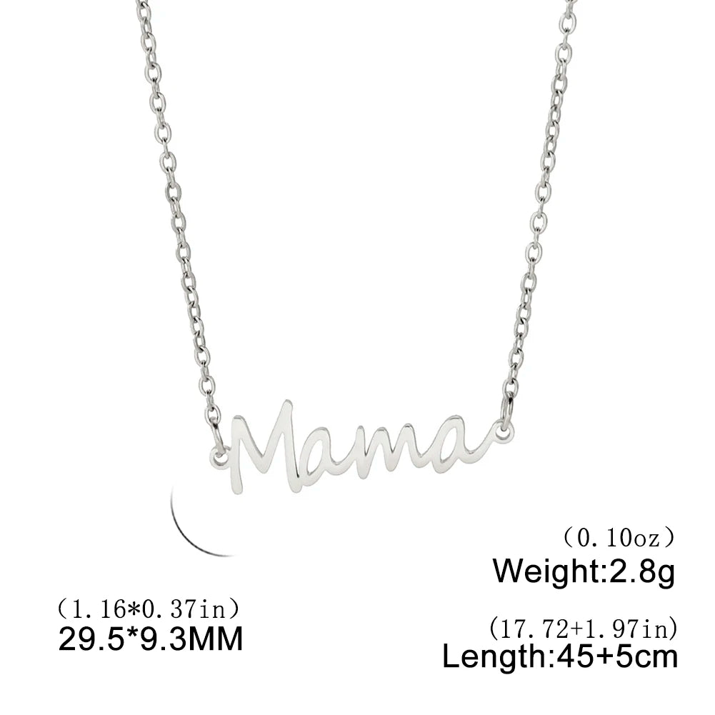 Mother's Day chain Mama Letter Pendant Stainless Steel gold color Necklace for Women Family Fashion Jewelry Exquisite gift