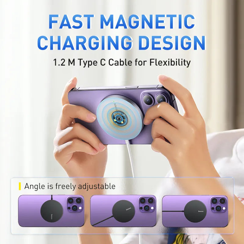 Baseus 15W Magnetic Wireless Chargers for iPhone 15 Qi Wireless Charger Fast Charging Pad for iPhone 13 12 Mini Phone Charger