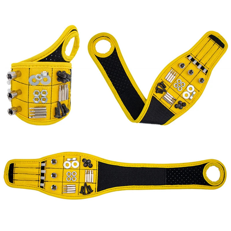 Magnetic Wristband with Strong Magnets Holds Nails, Drill Bit. Gift for Father, Boyfriend. Belt Screw Holder Tool Storage Wrist