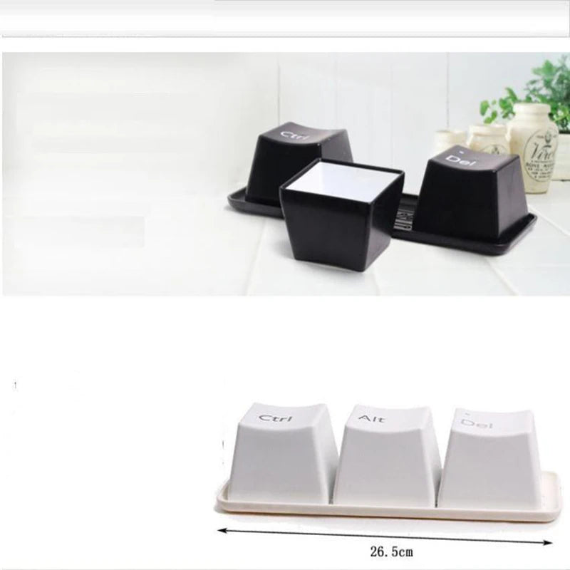 3Pcs Set Creative Keyboard Tea Cup Office Coffee Cups Black Color Ctrl Del Alt Keys Mugs Promotion Gifts Trade Shows Wedding