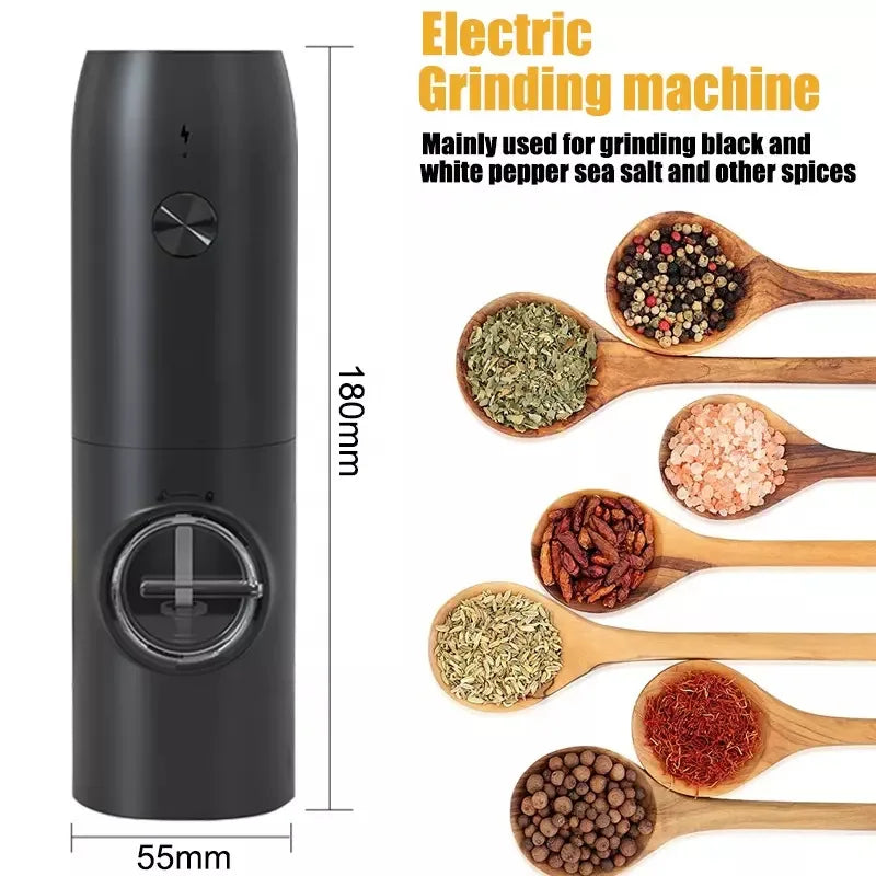 Electric Automatic Salt And Pepper Grinder Set Rechargeable With USB Gravity Spice Mill Adjustable Spices Grinder With LED Light