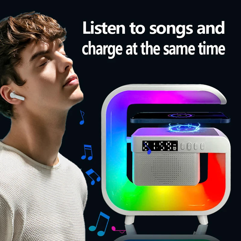 Multifunction Wireless Bluetooth Speaker Home Theater Sound System RGB Night Light Charging Station for iPhone Xiaomi Samsung