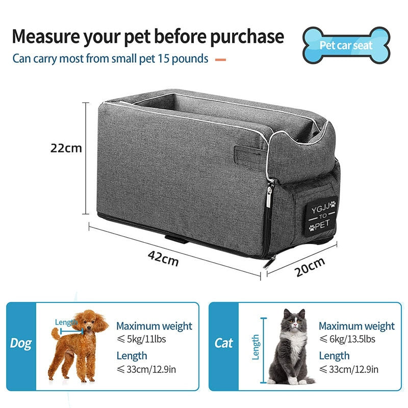 Portable Cat Dog Bed Travel Central Control Car Safety Pet Seat Transport Dog Carrier Protector For Small Dog Chihuahua Teddy - RY MARKET PLACE