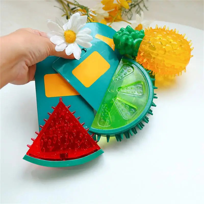 Fruit Dog Chew Toys Rubber Squeak Toy Pet Dog Toys Chew Toys Ice-cold Watermelon Cool Down Toys Funny Teeth Grinding Toys Puppy