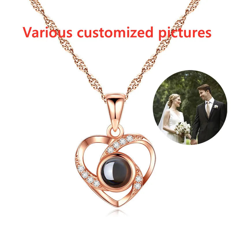 Custom Photo Projection Necklaces Personality Heart lovers Name Pet Picture Choker Necklace Jewelry Valentine Mother's Day Gift