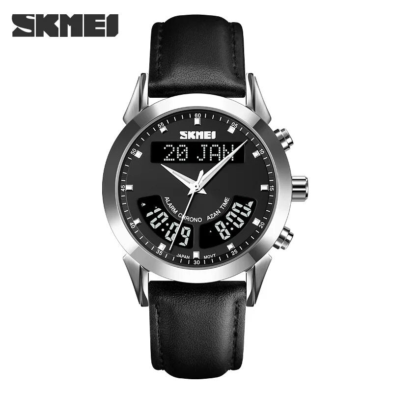 SKMEI Harameen Muslim Watch Prayer Qibla Compass Wrist Watch Hijri Calendar Silver High Elegant Waterproof Best Muslim Relojes - RY MARKET PLACE