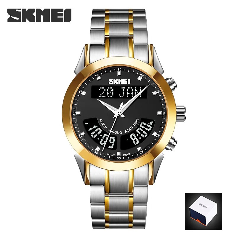 SKMEI Harameen Muslim Watch Prayer Qibla Compass Wrist Watch Hijri Calendar Silver High Elegant Waterproof Best Muslim Relojes - RY MARKET PLACE