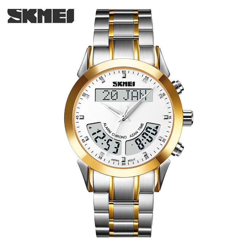 SKMEI Harameen Muslim Watch Prayer Qibla Compass Wrist Watch Hijri Calendar Silver High Elegant Waterproof Best Muslim Relojes - RY MARKET PLACE