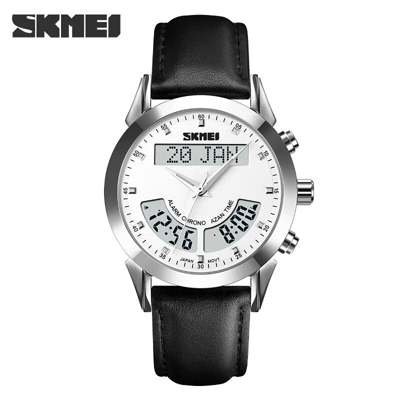 SKMEI Harameen Muslim Watch Prayer Qibla Compass Wrist Watch Hijri Calendar Silver High Elegant Waterproof Best Muslim Relojes - RY MARKET PLACE