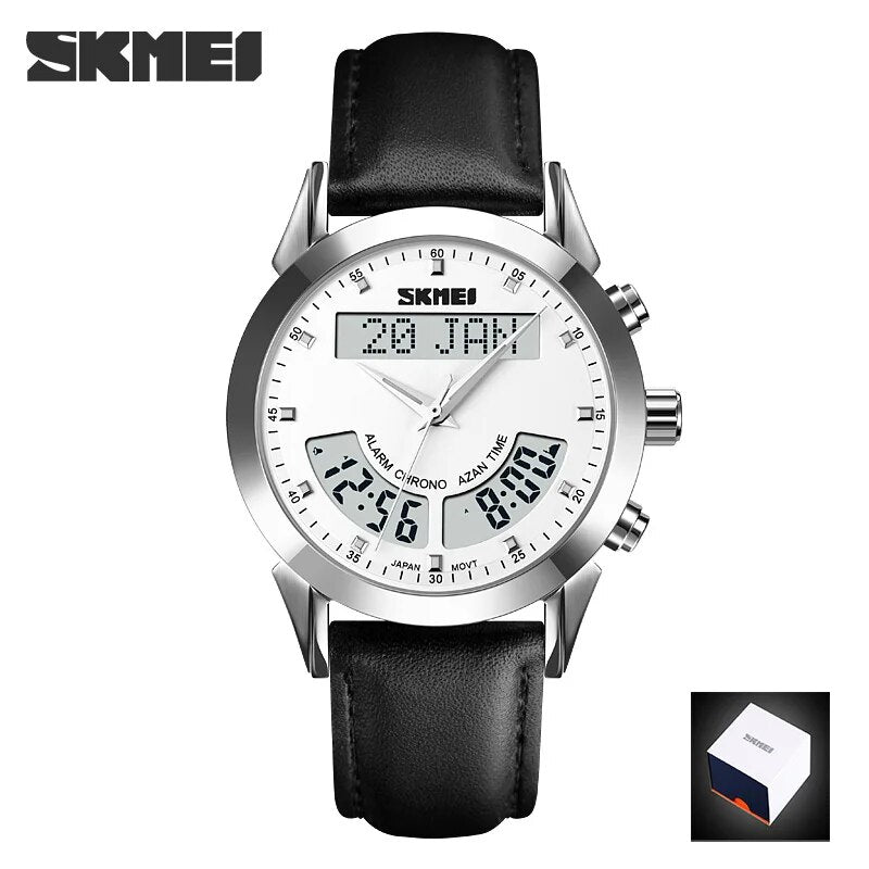 SKMEI Harameen Muslim Watch Prayer Qibla Compass Wrist Watch Hijri Calendar Silver High Elegant Waterproof Best Muslim Relojes - RY MARKET PLACE