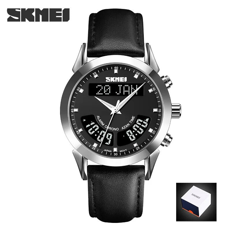 SKMEI Harameen Muslim Watch Prayer Qibla Compass Wrist Watch Hijri Calendar Silver High Elegant Waterproof Best Muslim Relojes - RY MARKET PLACE