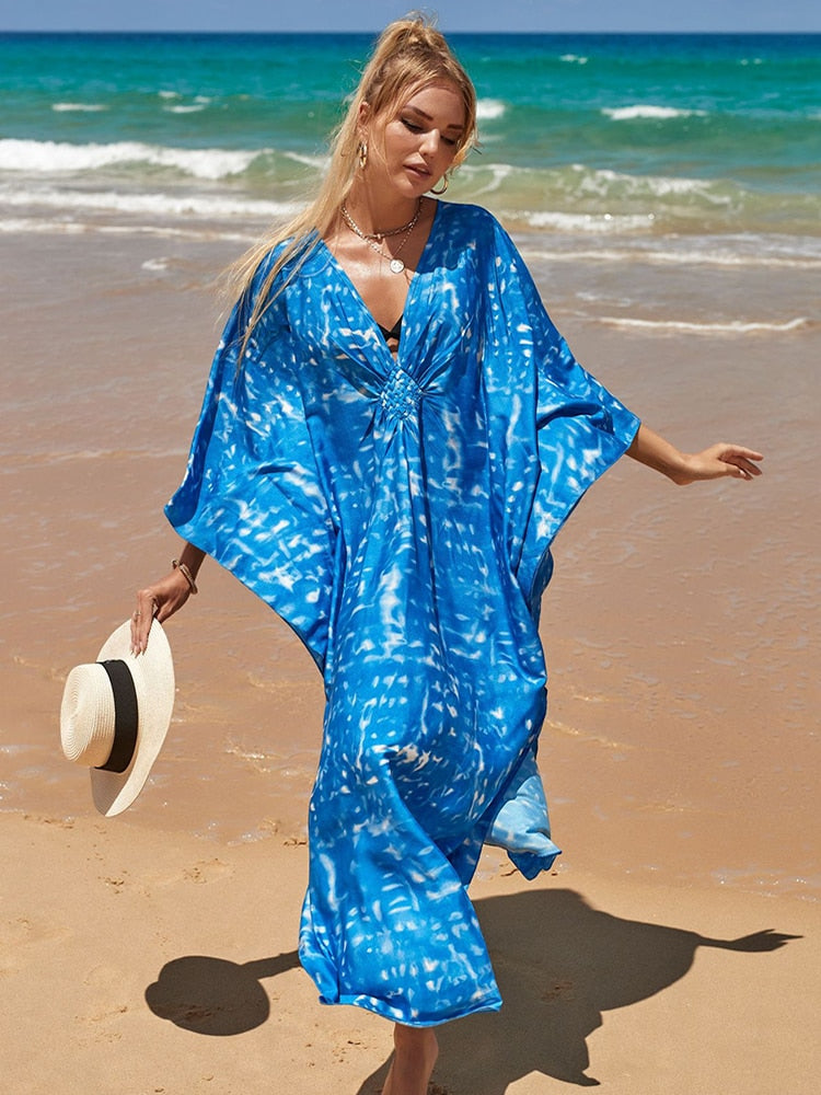 New Cover-up Over size Print Bohemian Maxi Dress Summer Swimsuit Cover Up 2023 Robe De Plage Pareos Long Dress BeachwearTunic - RY MARKET PLACE