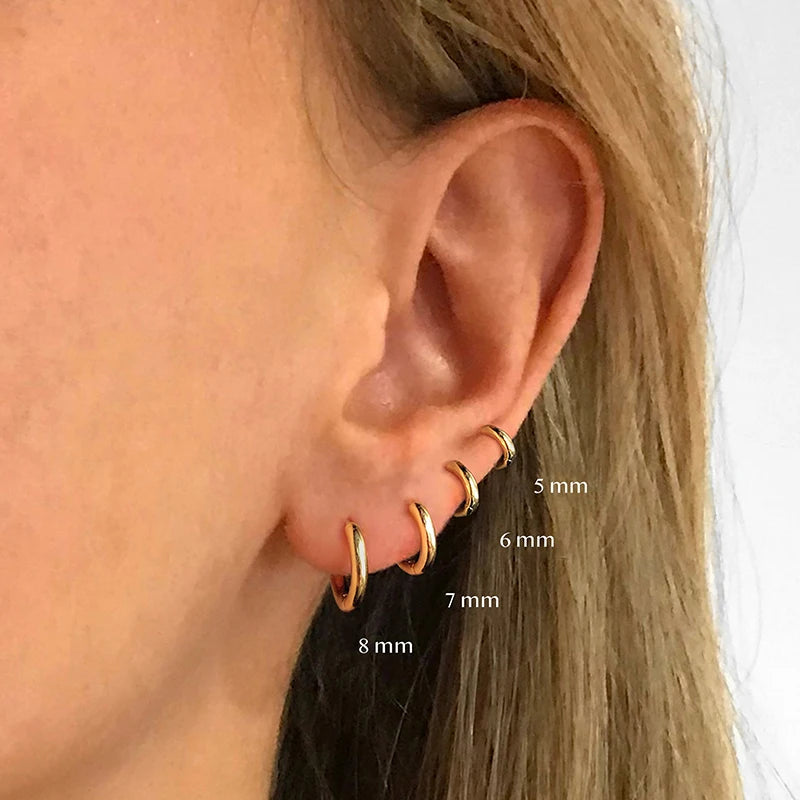 1Pair Single Minimal Gold Color Tiny Cartilage Hoop Earrings Stainless Steel Trendy Glossy Small Huggie Earring Piercing Jewelry