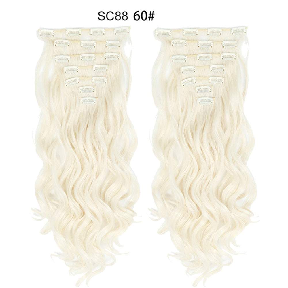 LINWAN Hair 22inch Ombre Hair Long Curly Hair Extension 16 Clips High Tempreture Synthetic Hairpiece Clip In Hair Extensions - RY MARKET PLACE