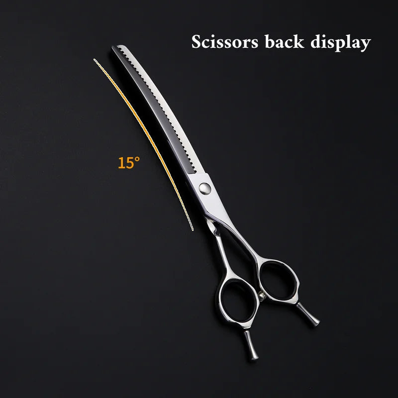 Crane 7.0 Inch Scissors Pet Dog Grooming Curved Chunker Shears JP VG10 Stainless Steel Fishbone 35 Teeth Cut Rate 45%