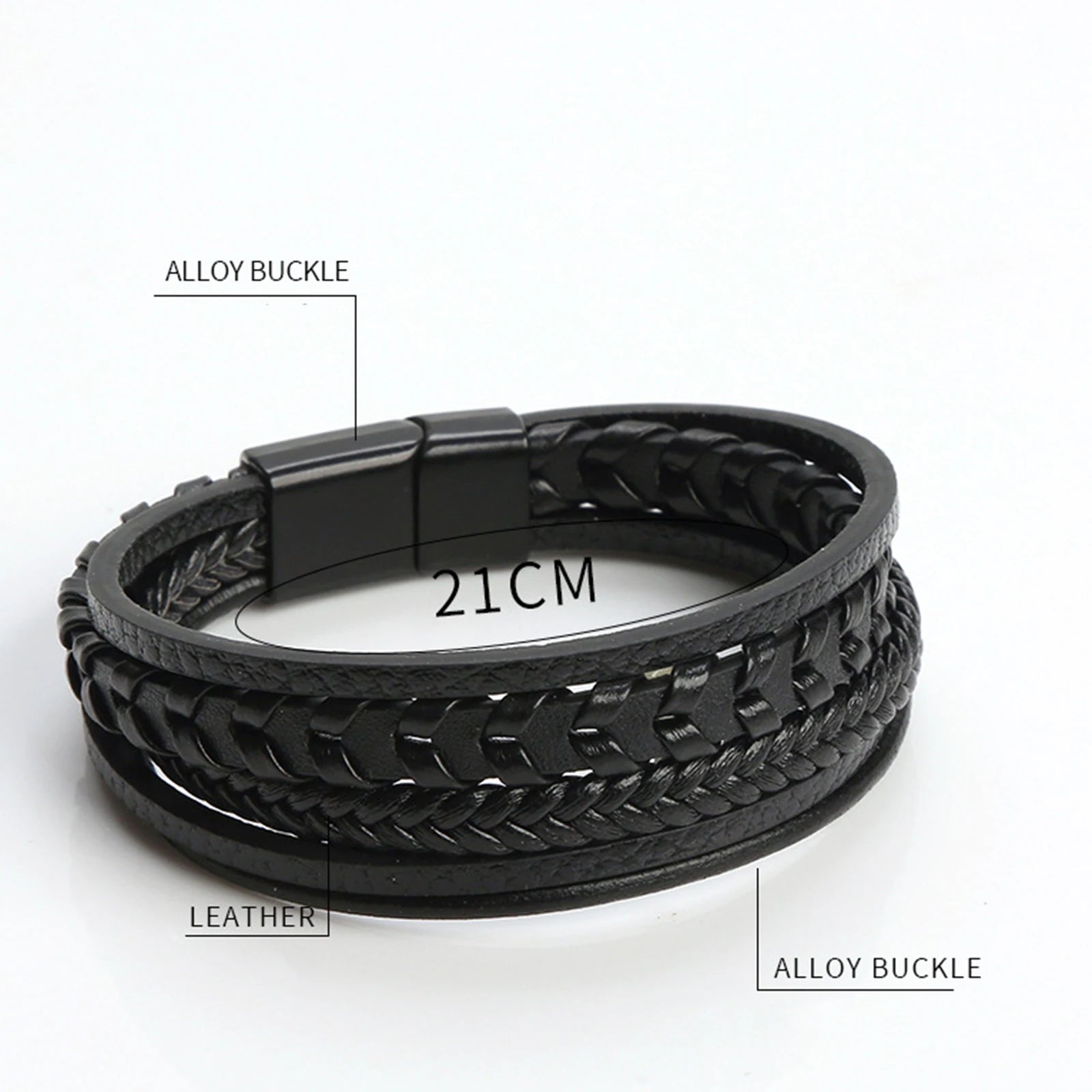 Men Bracelets Vintage Multilayer Leather Braid Bracelets Bangles Handmade Magnetic Buckle Rope Wrap Bracelets Male Gift