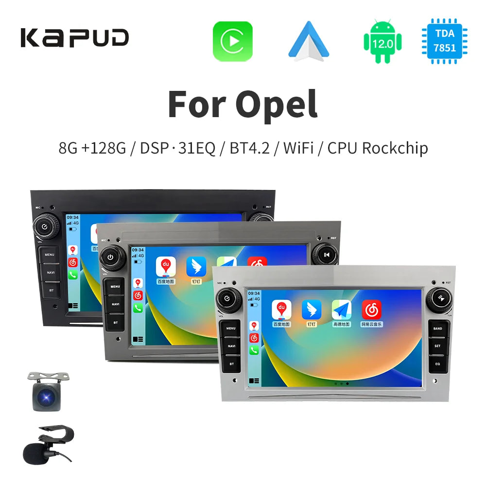 Kapud 7'' Android 12 Carplay AUTO For Opel Astra Stereo Antara Zafira Corsa Combo Vectra Car Radio Multimedia Video Player GPS