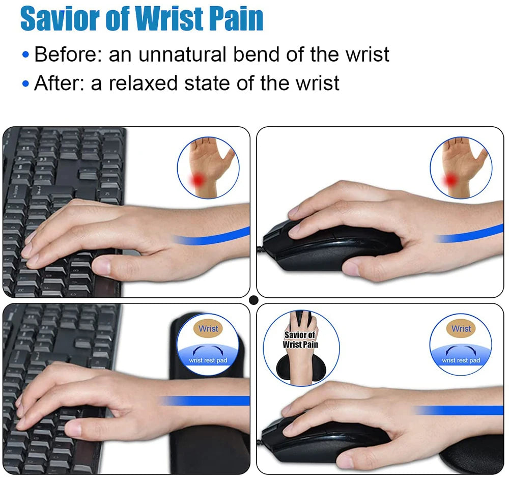 New Keyboard Wrist Rest Pad Wrist Rest Mouse Pad Memory Foam Superfine Fibre Durable Comfortable Mousepad for Office Gaming