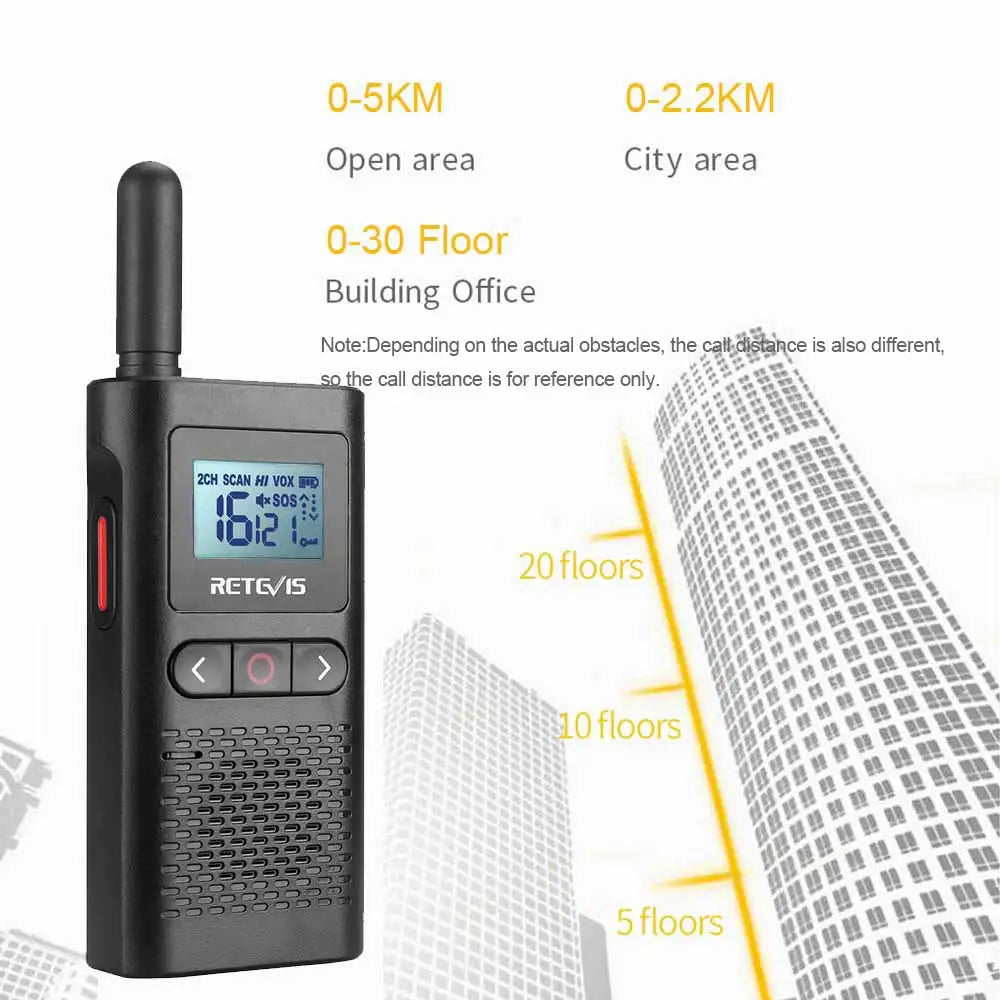 Retevis Mini Walkie Talkie Rechargeable Walkie-Talkie 2 pcs included PTT PMR446 Long Range Portable Two-way Radios For Hunting