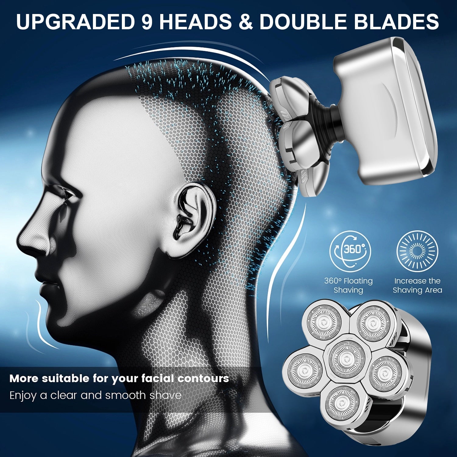 6 in 1 Men's Electric Shaver 6 Blades Waterproof Rechargeable Multifunctional Razor Nose Hair Trimmer Wet & Dry Razor Beauty Kit - RY MARKET PLACE