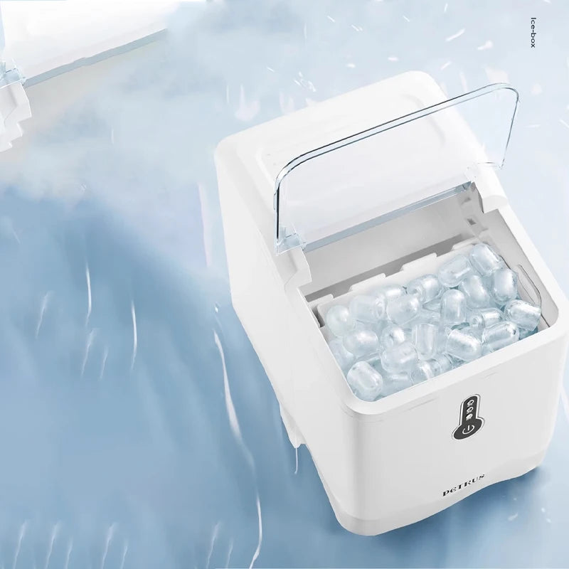 Countertop Ice Maker, 9 Thick Bullet-Shaped Ice Ready in 6-9 Mins, Portable Ice Maker Machine w/ Ice Scoop and Basket