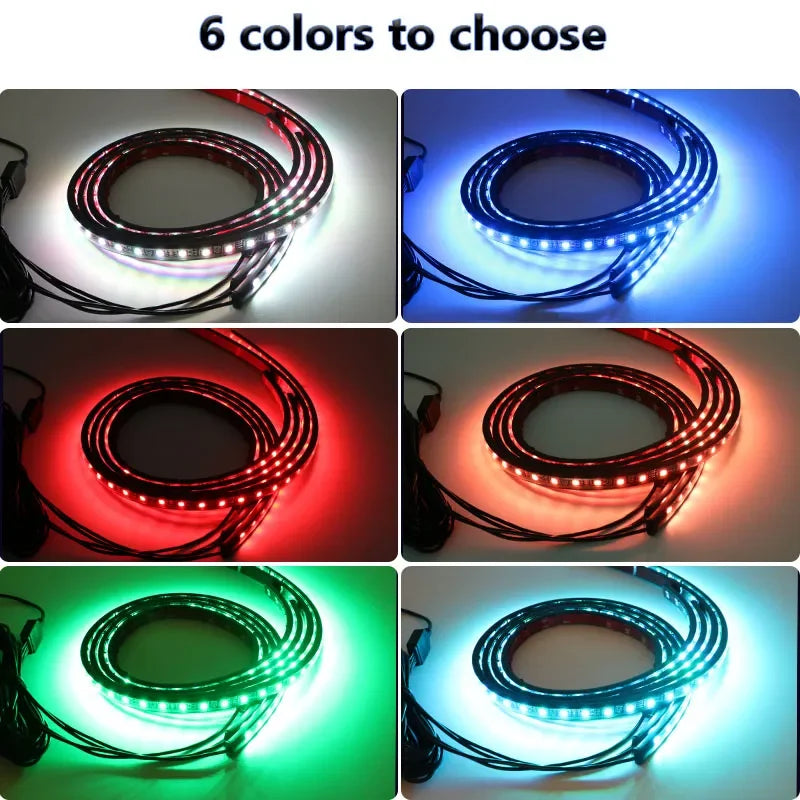 Car Chassis Decorative Strip Lights Waterproof LED Auto Underbody Neon Lights Remote Control RGB Atmosphere Lamp Car Accessories