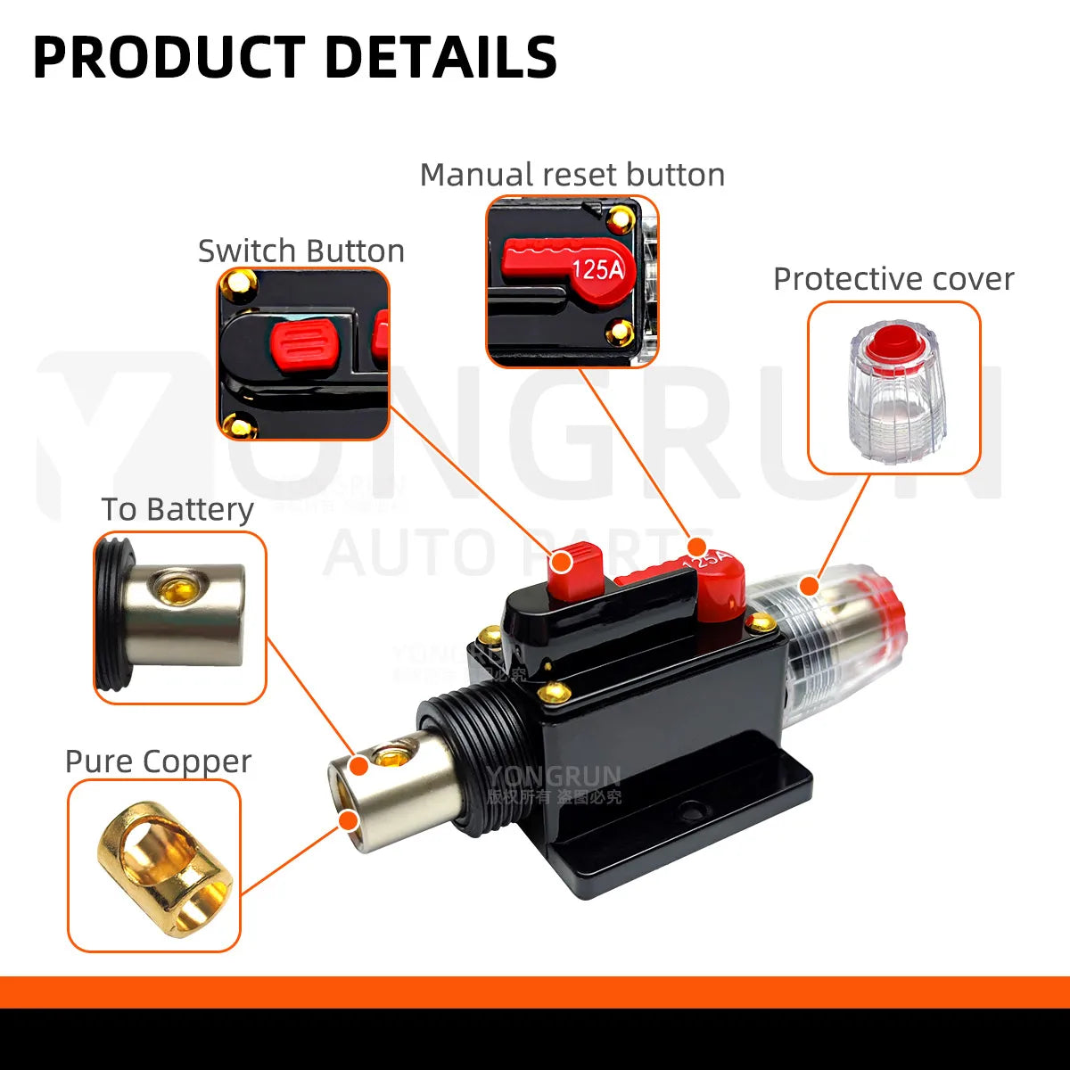 20A to 150A Circuit Breaker with Manual Reset for Car Audio System Waterproof Marine Circuit Breaker Reset Fuse 12V48V DC