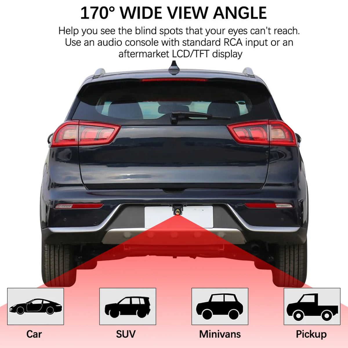 Car Backup Camera Rear View Camera 1080P Clear Anti-Interference 170 Degree Wide Angle Adjustable Vehicle Small Reversing Camera