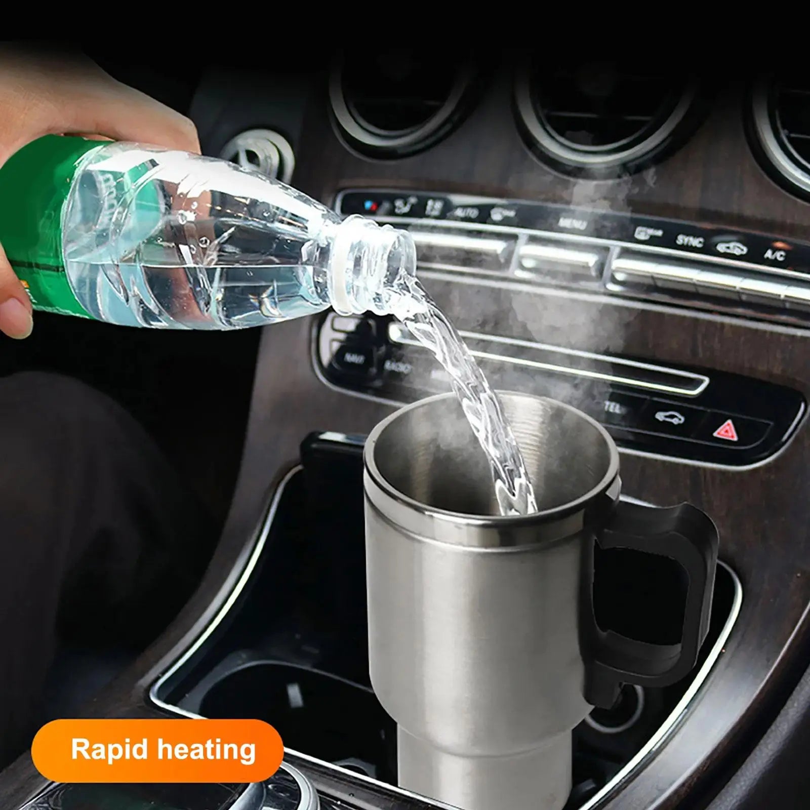 500ML 12V Car Electric Heating Cup USB Heating Cup Water Heater Bottle Drink Mug Traveling Cup with Electric Heater Car Gadgets