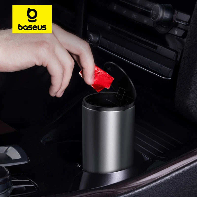 Baseus Car Trash Bin Can Mini Auto Dust Organizer Car Interior Rubbish Bag Garbage Container Storage Box Bucket Auto Accessories