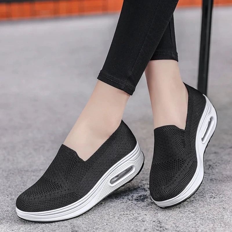 EOFK Women's Mesh Breathable Loafers Sneakers Solid Color Front Summer Walking Casual Shoes