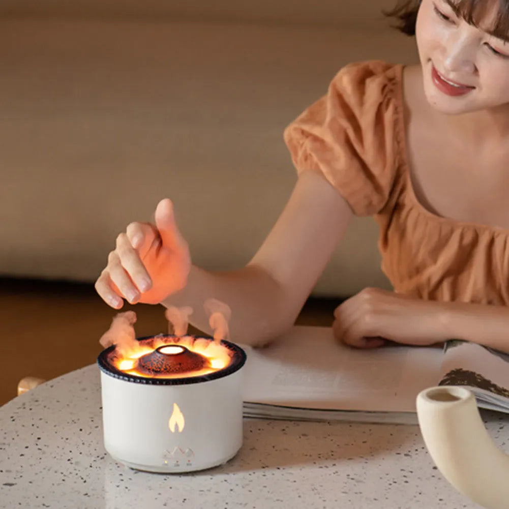 Jellyfish Flame Air Humidifier 320ML Electric Aroma Diffuser Lava Volcano Design Flame Effect Air Diffuser Mist Maker Machine