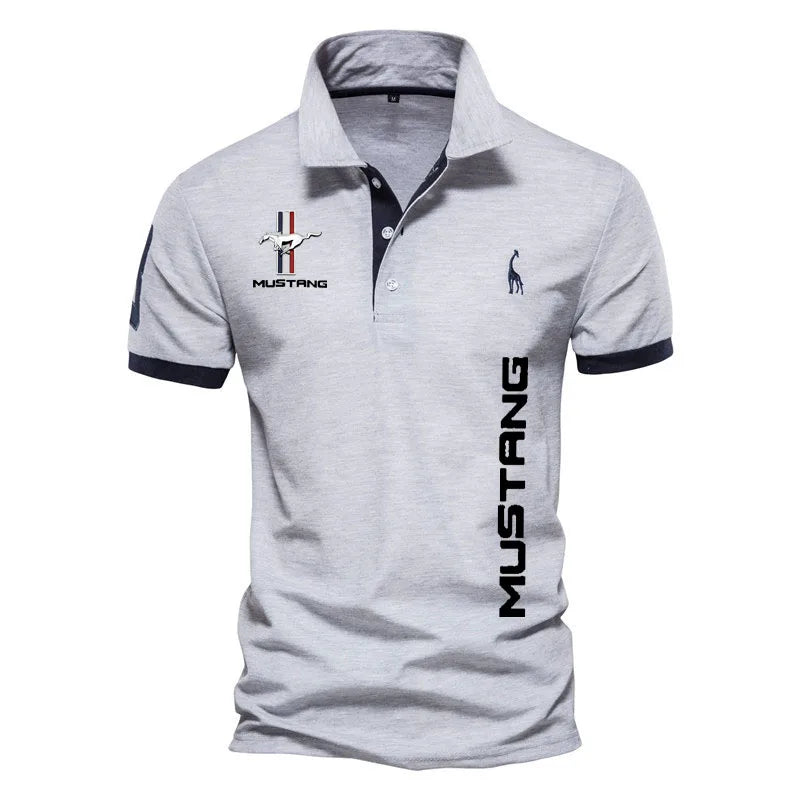 NEW POLO shirt for men Mustang car logo print 100% cotton luxury style Men's Golf Shirt oversized men's POLO shirt XS-5XL