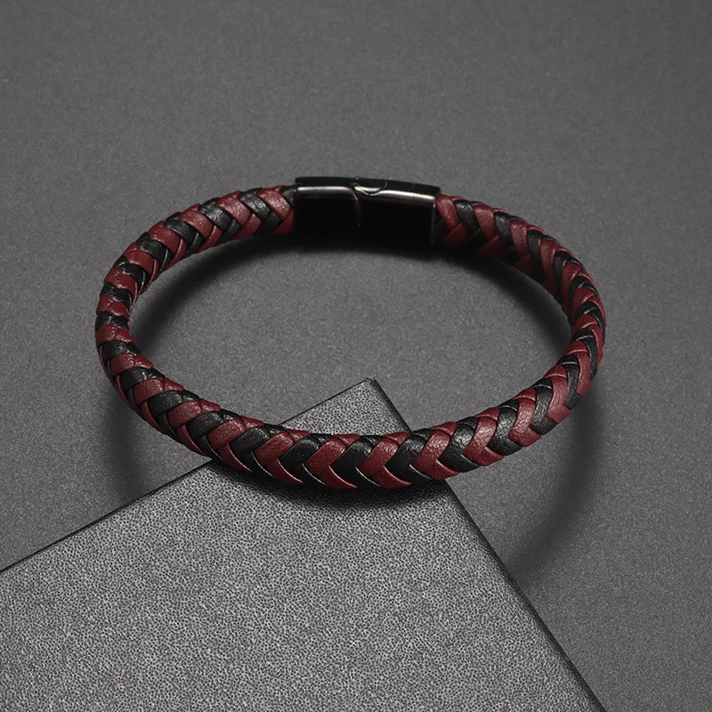 Classic Men's Single Layer Hand Woven Two Tone Twist Bracelet Boyfriend Casual Vacation Wrist Jewelry Father's Day Gift