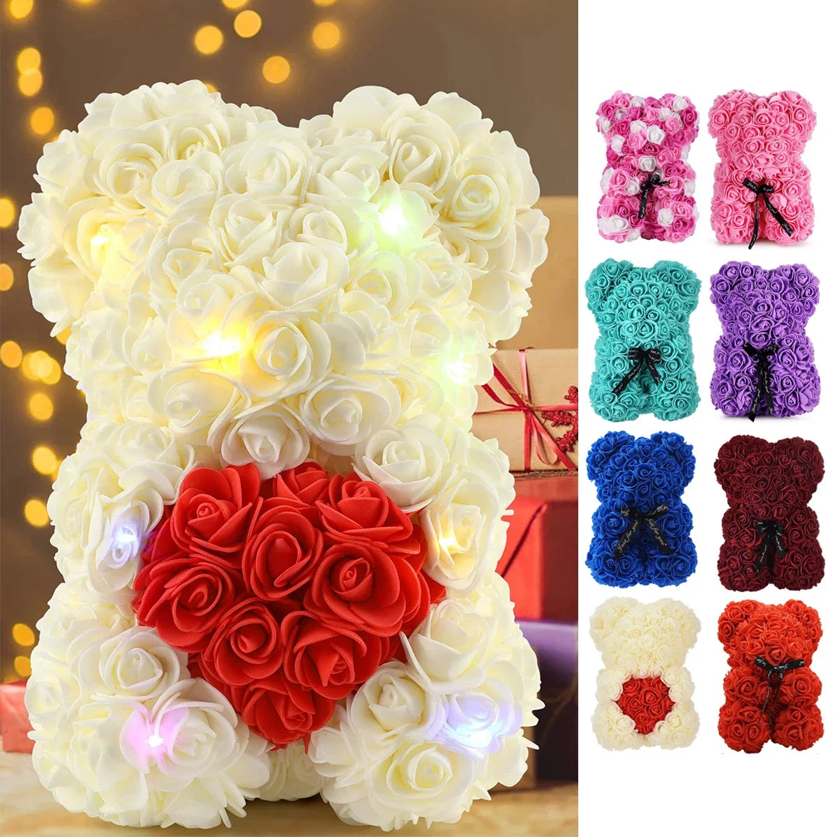 1pc Artificial Flower Eternal Rose Teddy Bear for Mom Mother's Day Birthday Valentine's Day Anniversary Gifts & Decorations