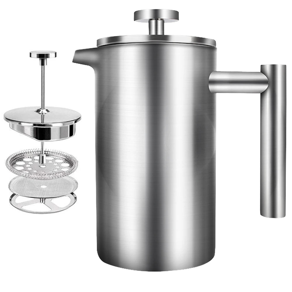 350-800ml Large Capacity Espresso Coffee Machine Tea Maker French Press Coffee Maker Percolator Pot Double Wall Stainless Steel