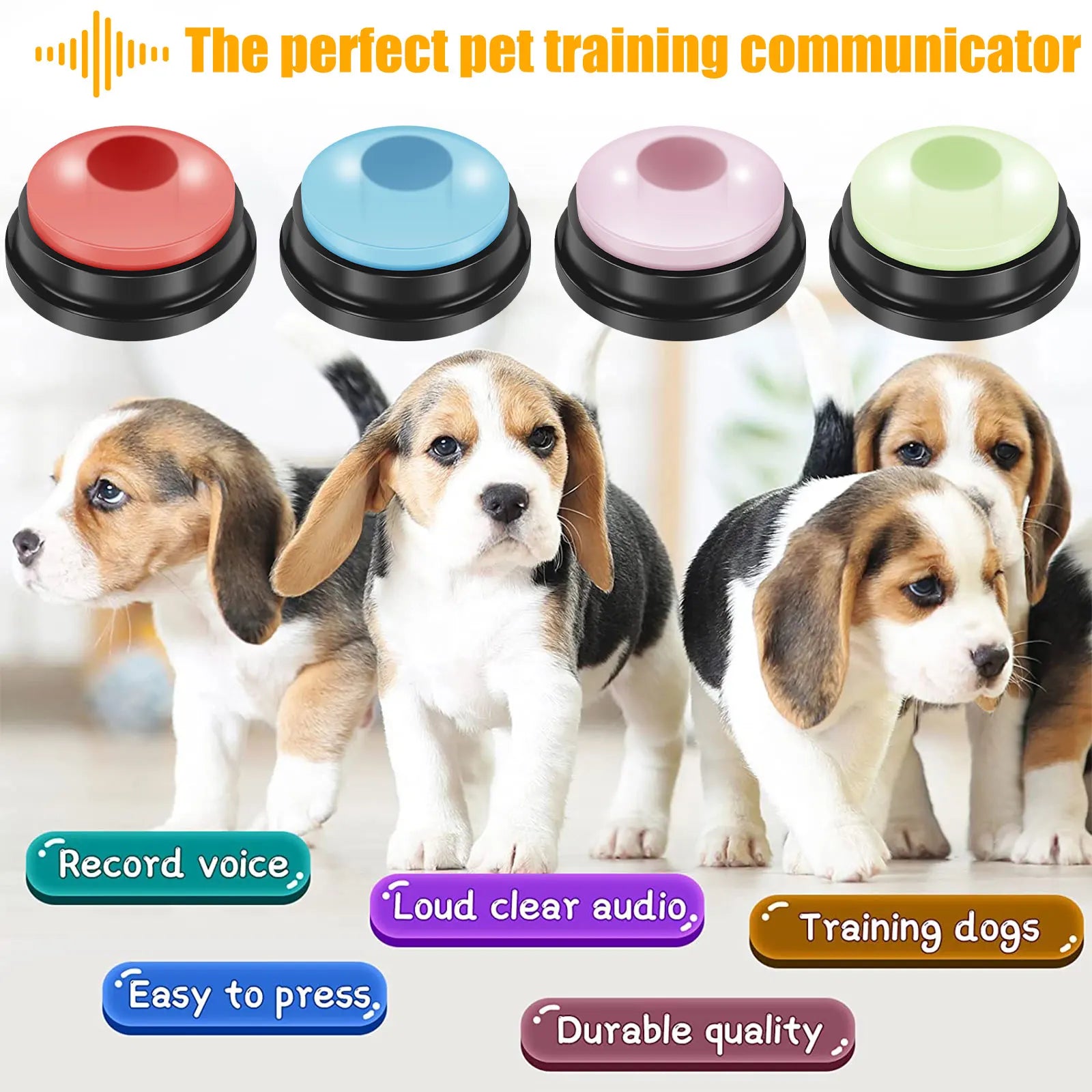 4Pcs Dog Button with Light Dog Toys Talking Button Buzzer Pet Training Button Fun Voice Recording Button for Dogs Pet Speech