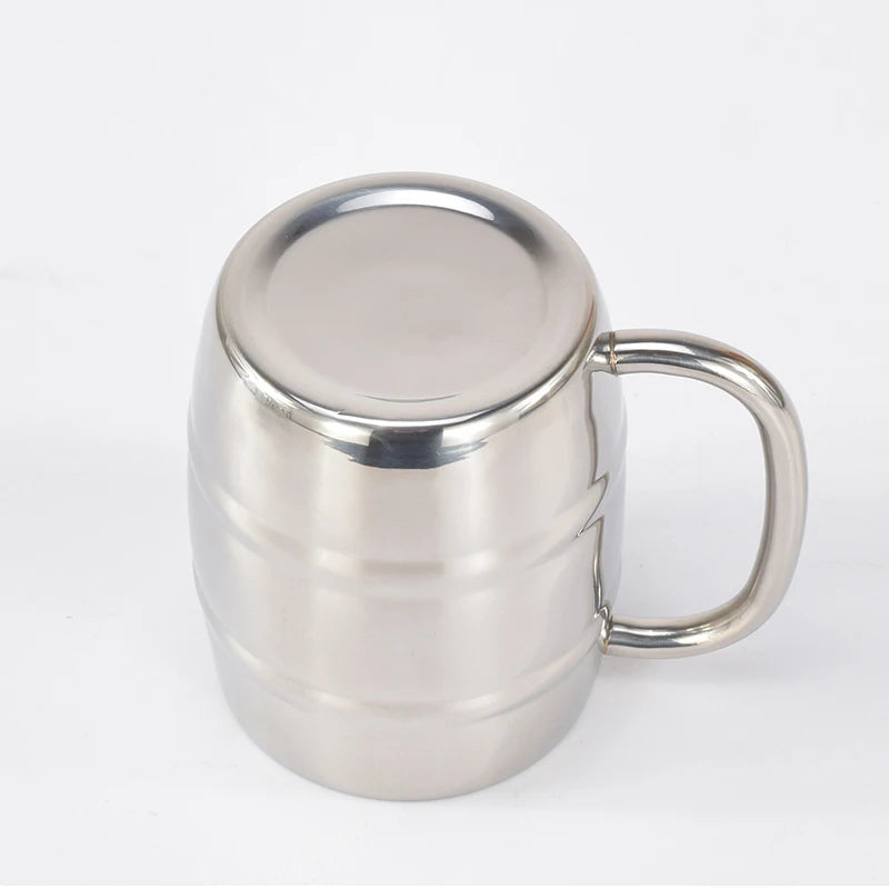 500/450ml Double Stainless Steel Beer Cup Outdoor Camping Western Coffee Cup With Handle Insulated Portable Water Cup Mugs