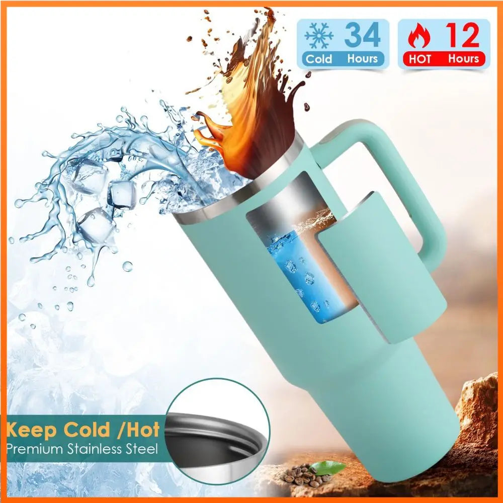 40oz Tumbler with Handle Insulated Tumbler 1200ml 40oz Car Travel Mug Vacuum Sublimation Stainless Steel H2.0 Flow State Tumbler