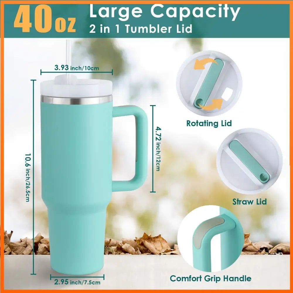 40oz Tumbler with Handle Insulated Tumbler 1200ml 40oz Car Travel Mug Vacuum Sublimation Stainless Steel H2.0 Flow State Tumbler