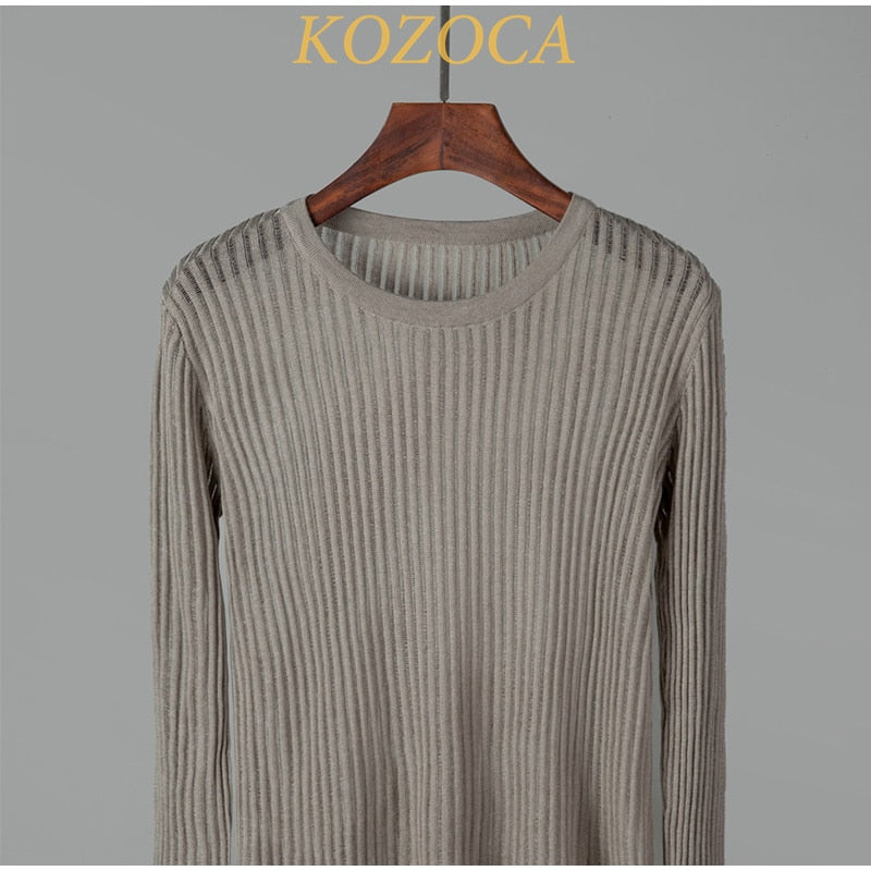 2023 Fashion White Elegant Striped See Through Women Tops Outfits Long Sleeve T-Shirts Tees Skinny Club Party Clothes - RY MARKET PLACE