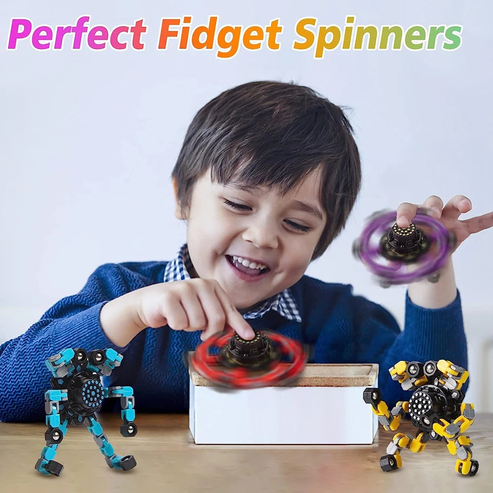 4PCS Transformable Fidget Spinners Stress Relief Sensory Toys Fingertip Gyros Spinner Party Favors for ADHD Autism Kids Adults