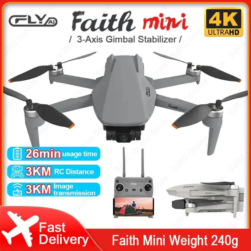 C-FLY Faith Mini Drone With Camera Profesional 4K HD Camera FPV Drone 3-Axis Gimbal 240g Foldable Brushless Motor RC Quadcopte