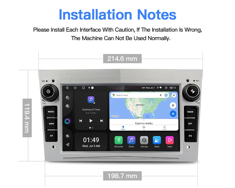 Kapud 7'' Android 12 Carplay AUTO For Opel Astra Stereo Antara Zafira Corsa Combo Vectra Car Radio Multimedia Video Player GPS